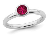 3/5 Carat (ctw) Lab-Created Ruby Ring in Sterling Silver